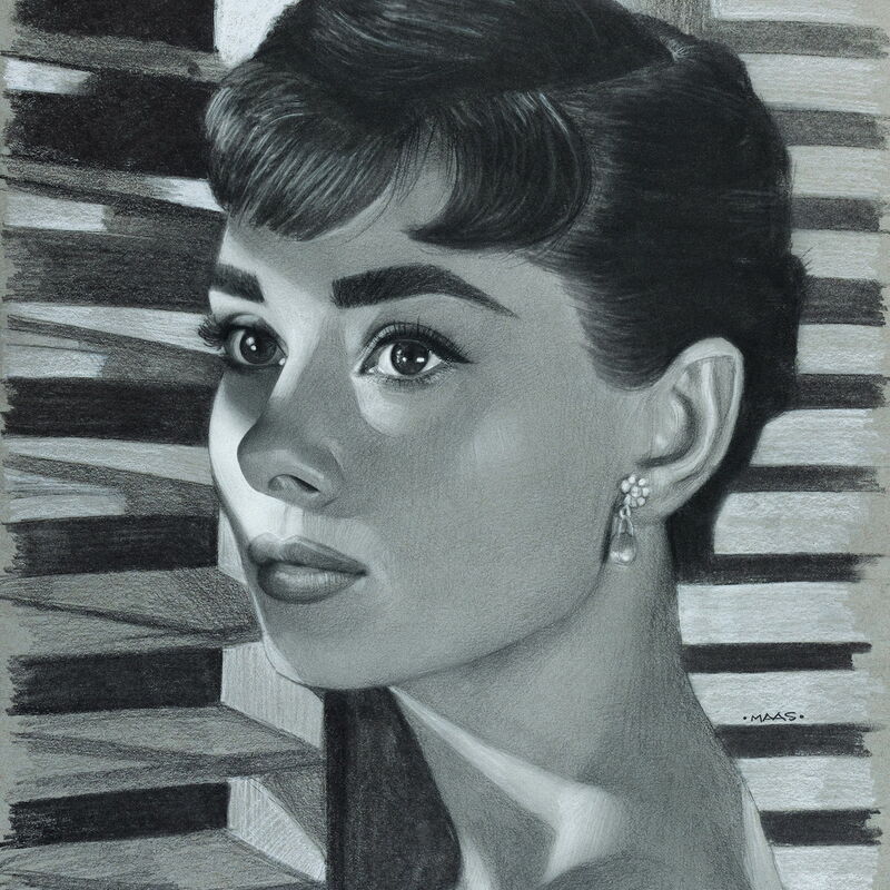 Elegant portrait of a woman with classic hairstyle and jewelry.
